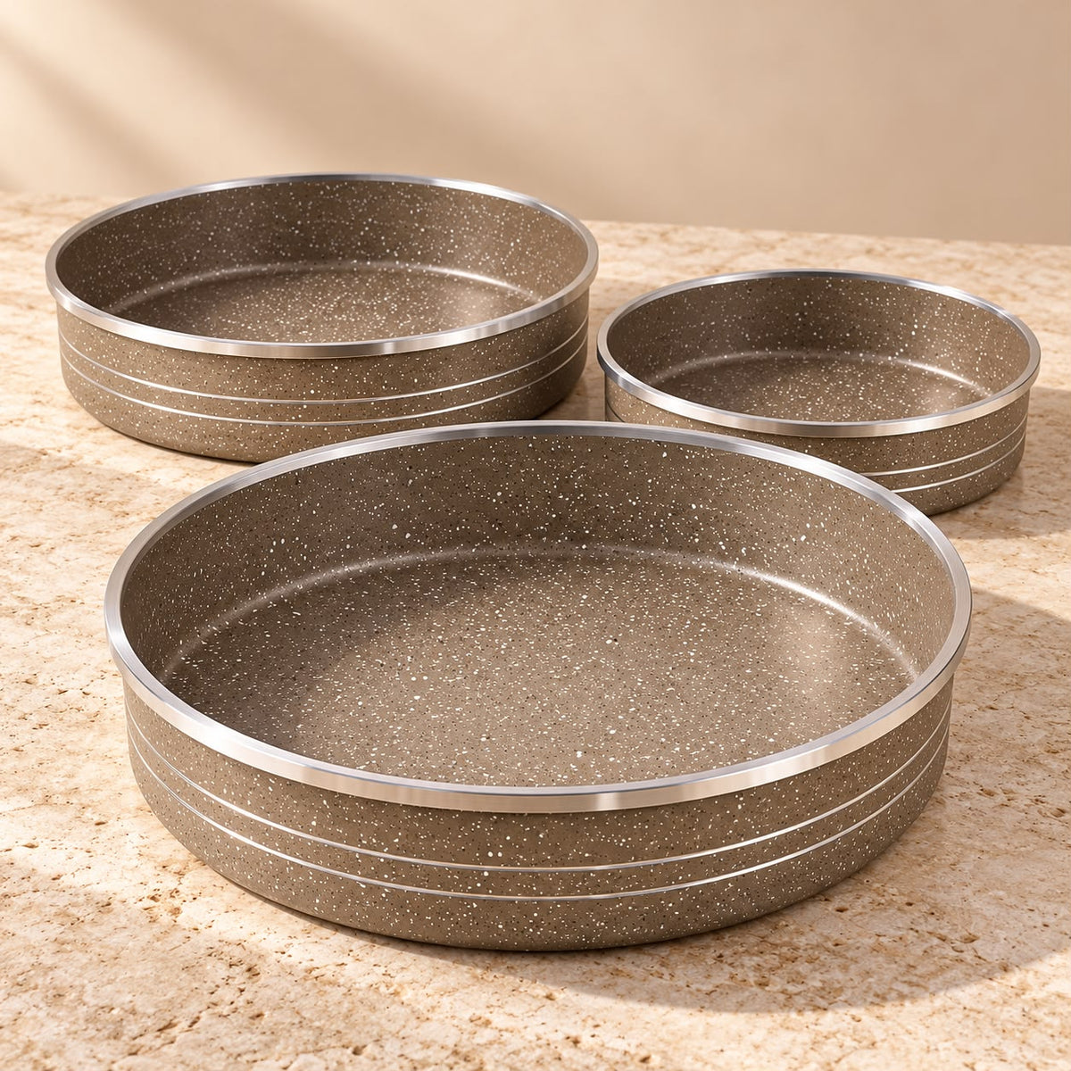 3-teiliges Backformen-Set mit Granitbeschichtung