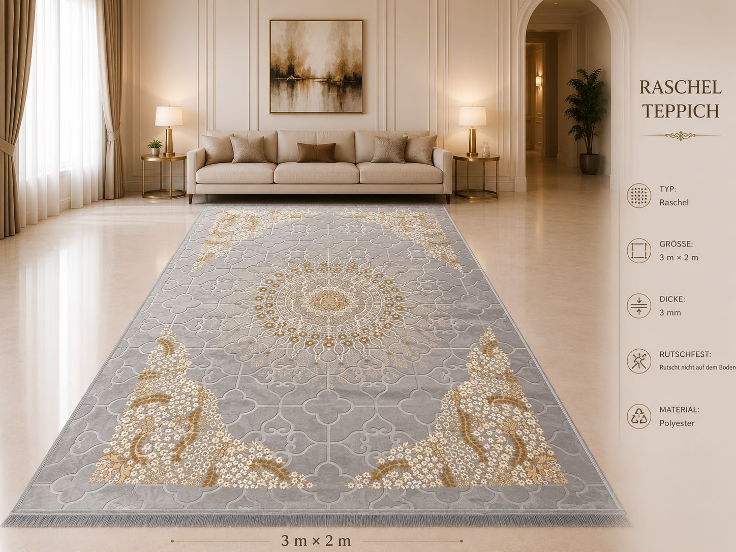 RASCHELTEPPICH 300 cm x  200cm