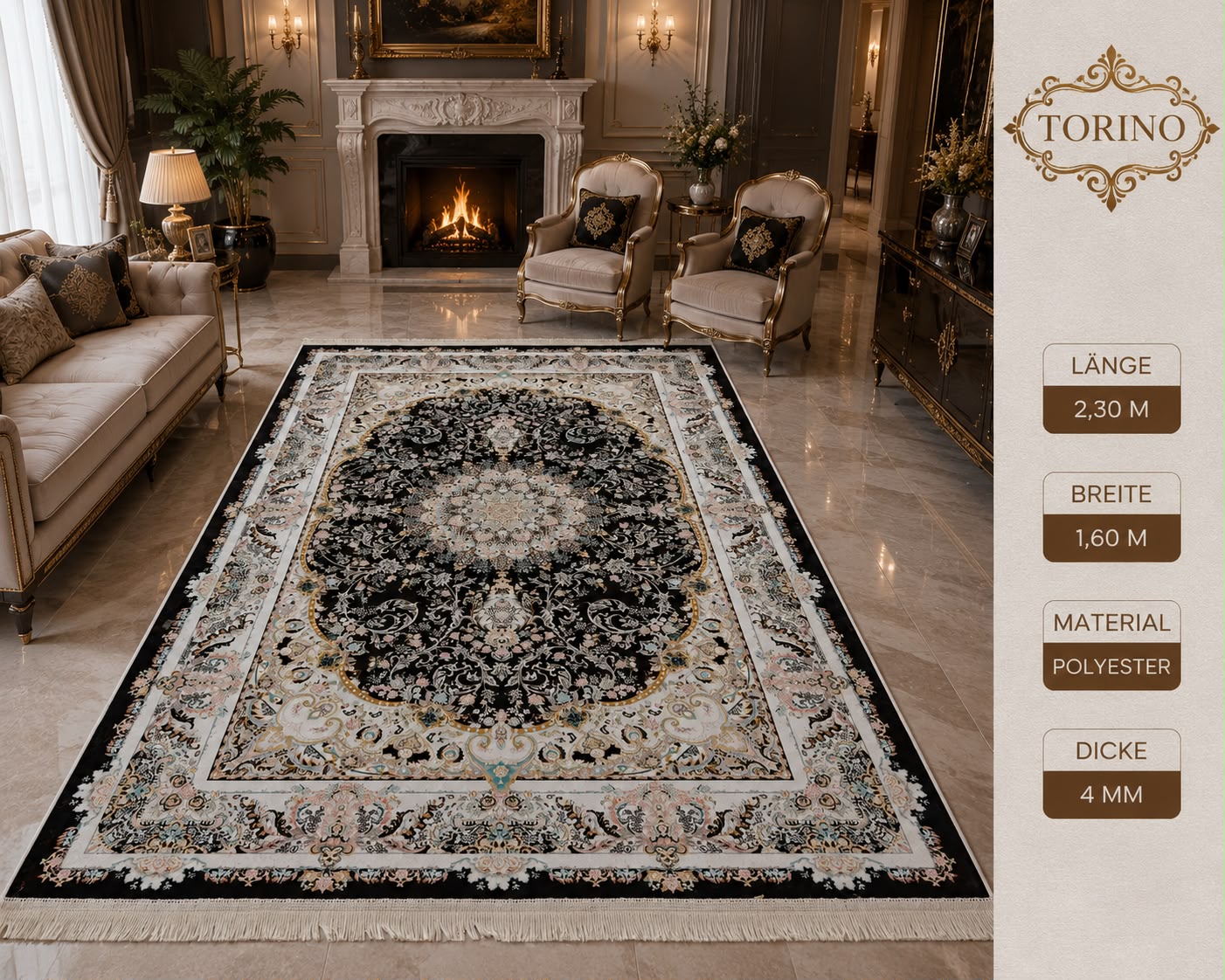 Eleganter Wohnteppich 230 × 160 cm