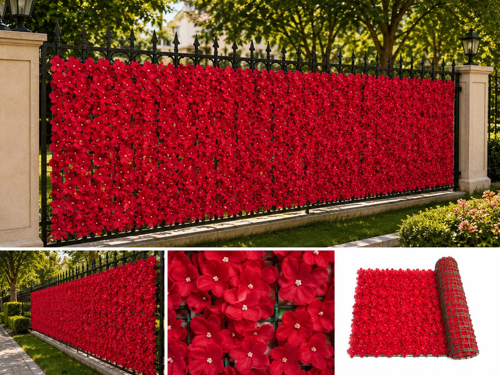 🌸 Künstlicher Blumen-Sichtschutzzaun – 3 m × 1 m