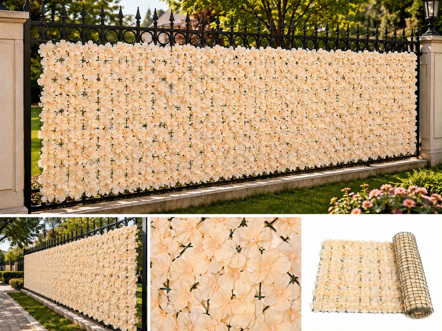 🌸 Künstlicher Blumen-Sichtschutzzaun – 3 m × 1 m