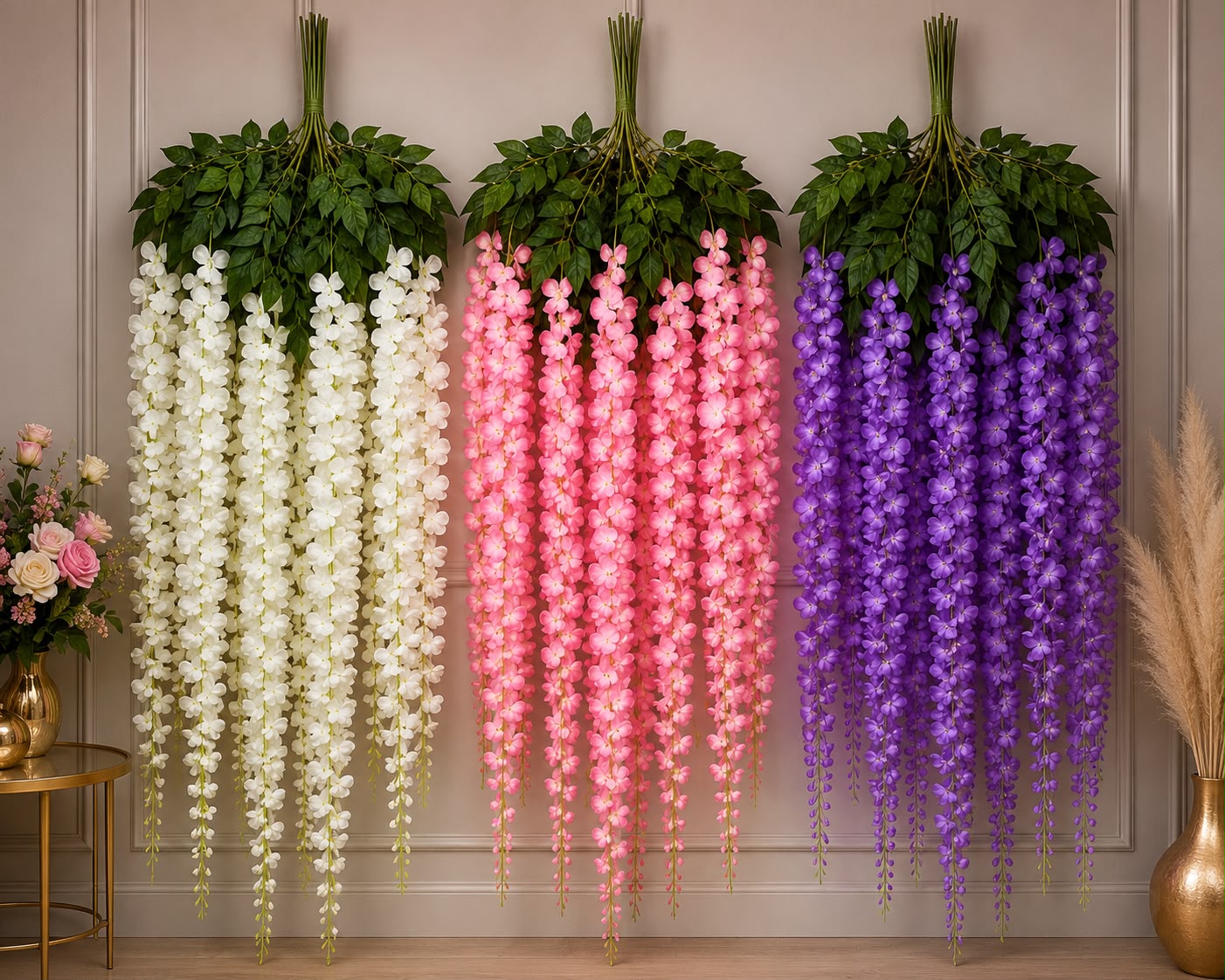 Hängende Kunstblumen-Girlande – 12 Blütenranken