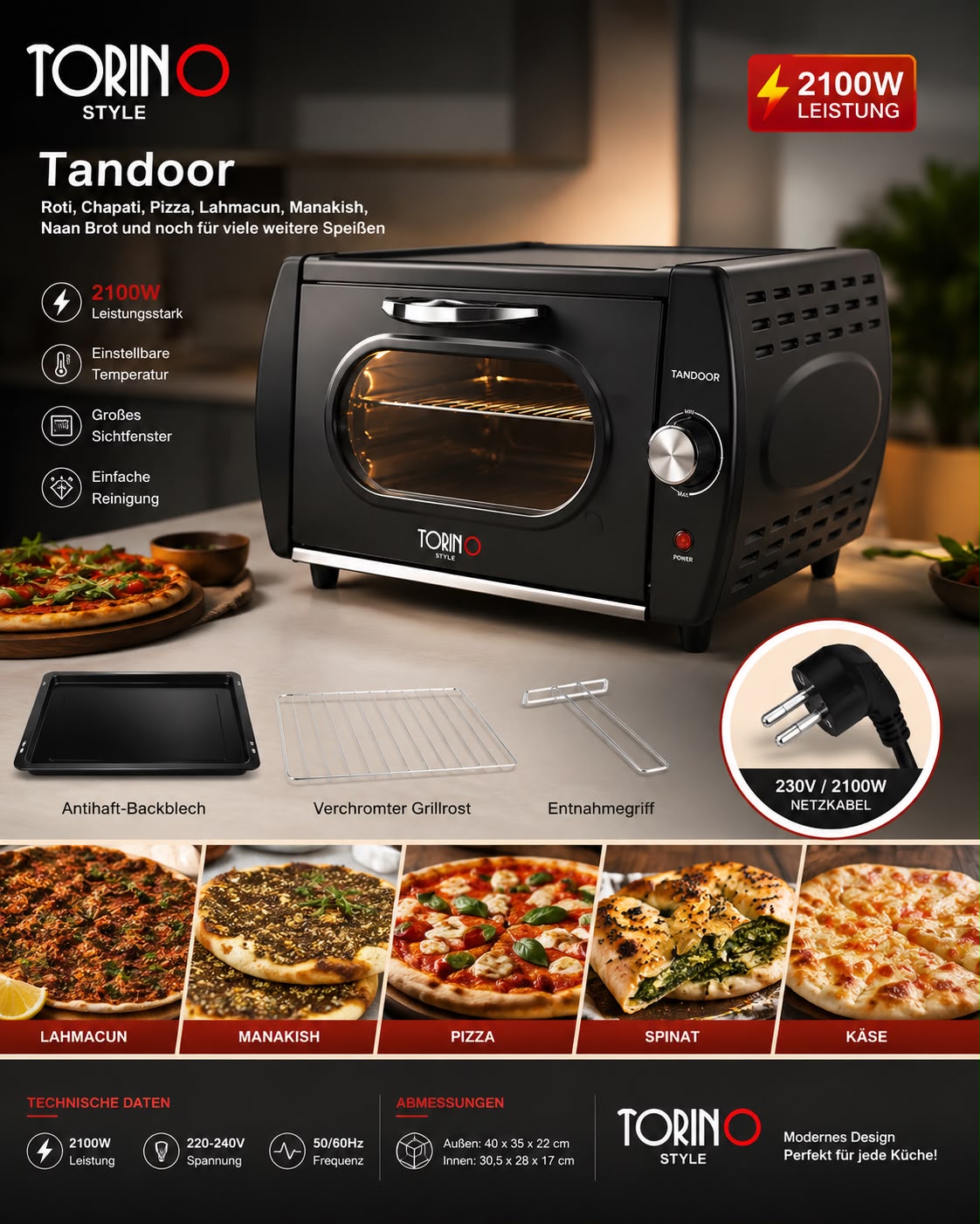 TORINO STYLE Tandoor Backofen – 2100W