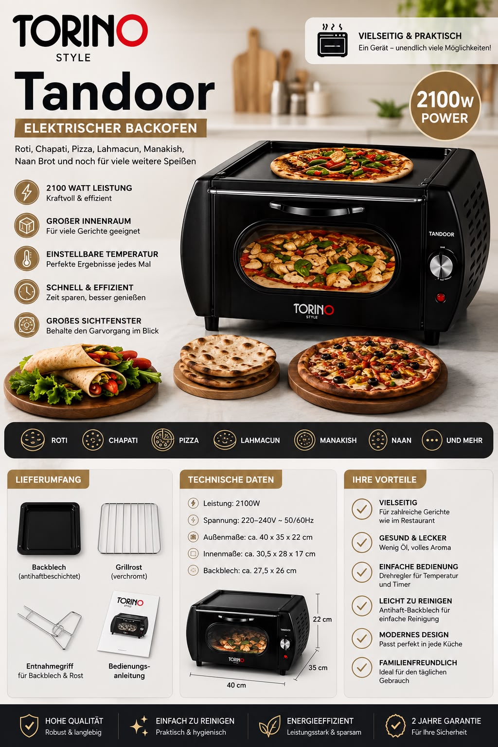 TORINO STYLE Tandoor Backofen – 2100W