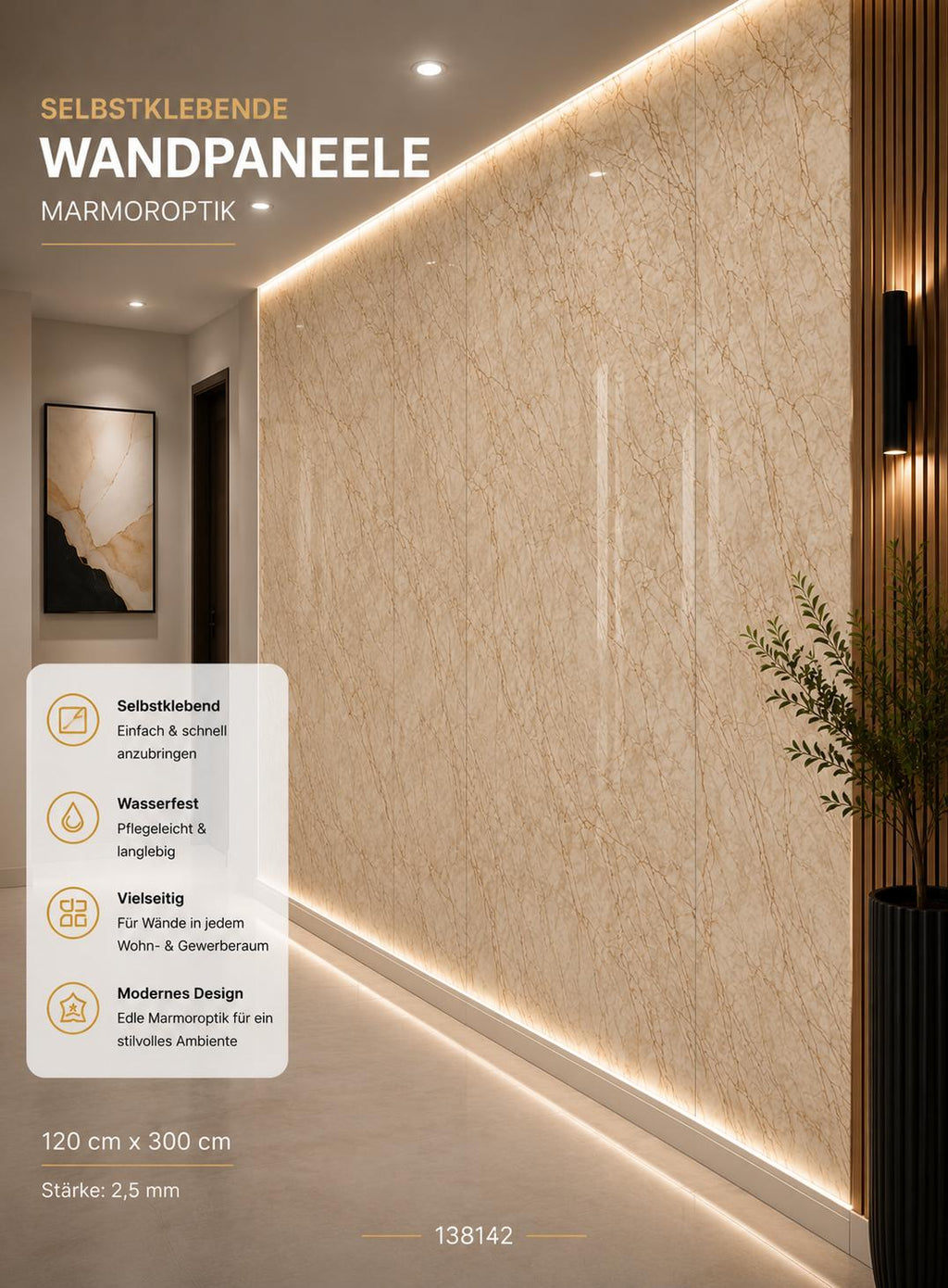 Wandpaneel Selbstklebende 120 × 300 cm
