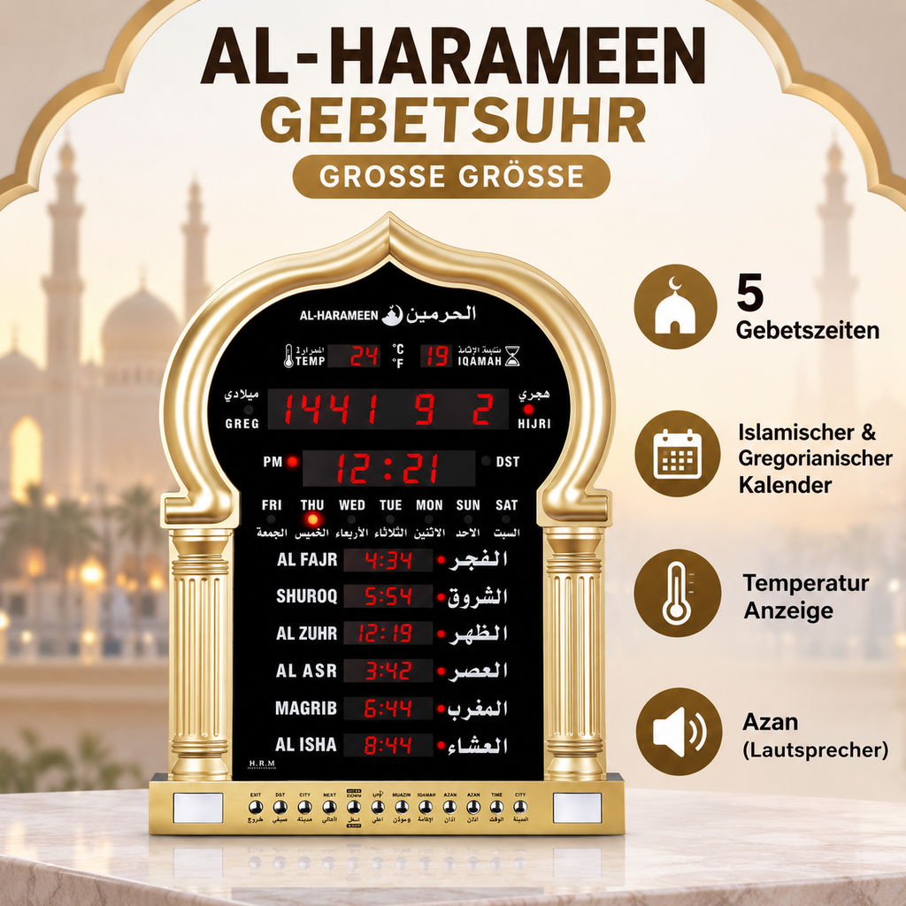 Al-Harameen Gebetsuhr große Größe