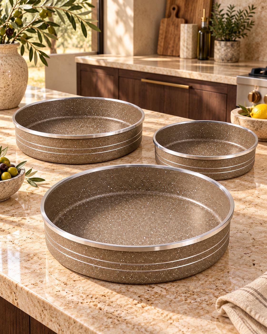 3-teiliges Backformen-Set mit Granitbeschichtung